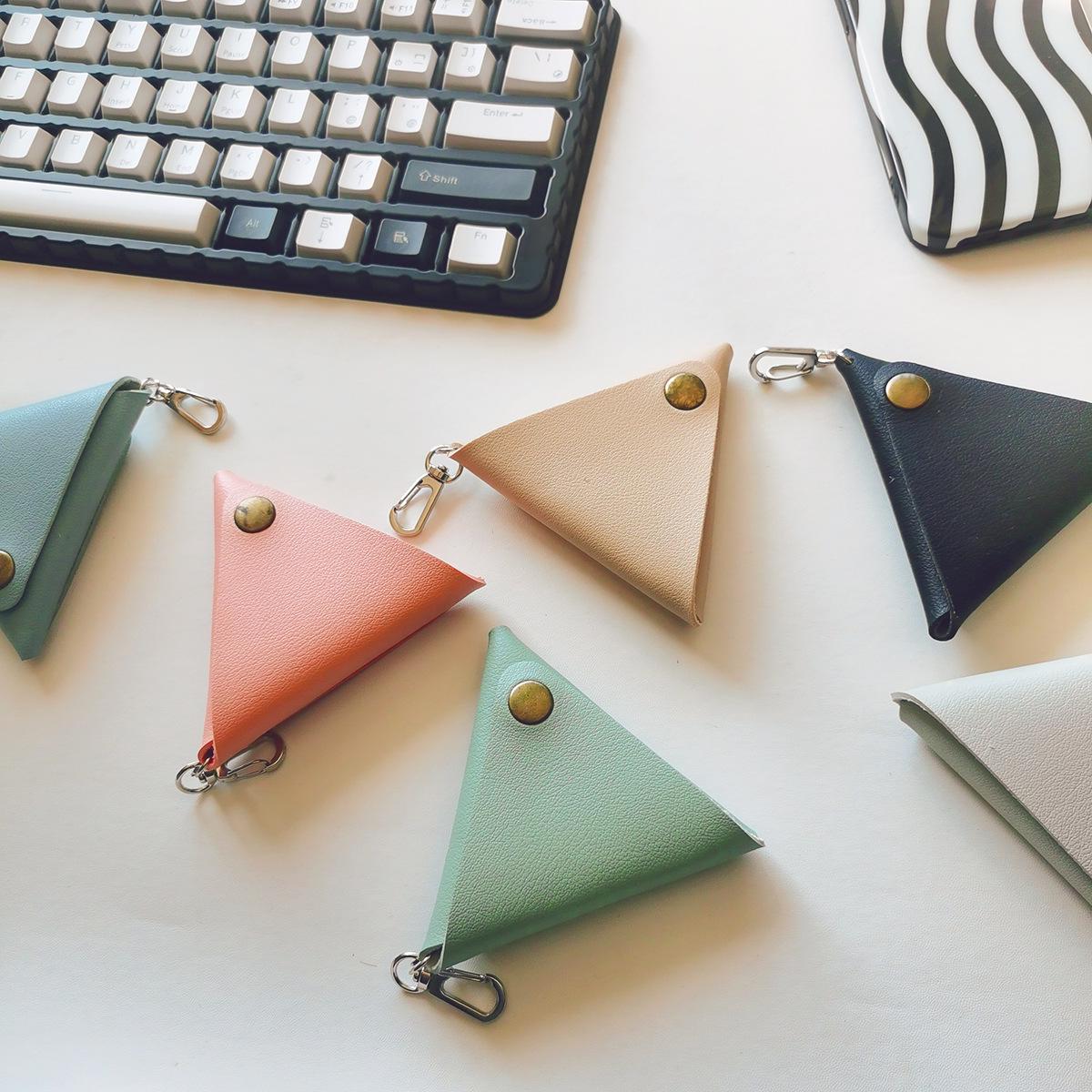 

Triangle Leather Pouch: Multi-Purpose Wallet & Coin Purse Dark Blue