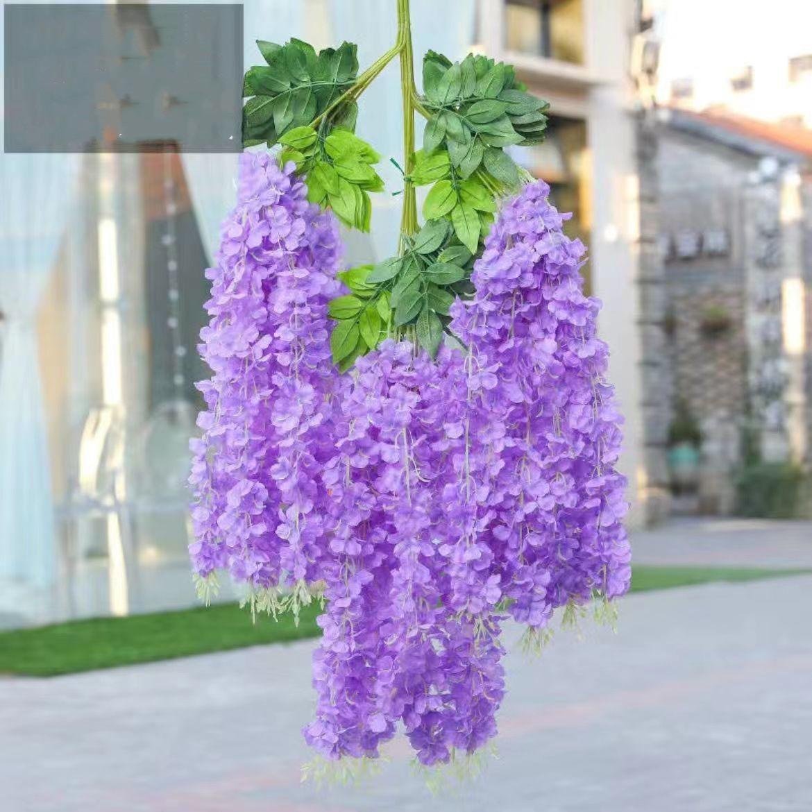 

12 шт./компл., искусственные цветы, шелковая лоза глицинии, подвесной цветок для свадьбы, сада, цветочный DIY, декор для гостиной и офиса 12Pcs