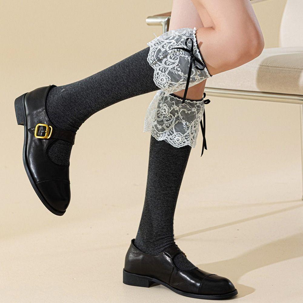 Lace Ruffle Stockings College Style Warm Socks Fashion Long Socks  Autumn Winter