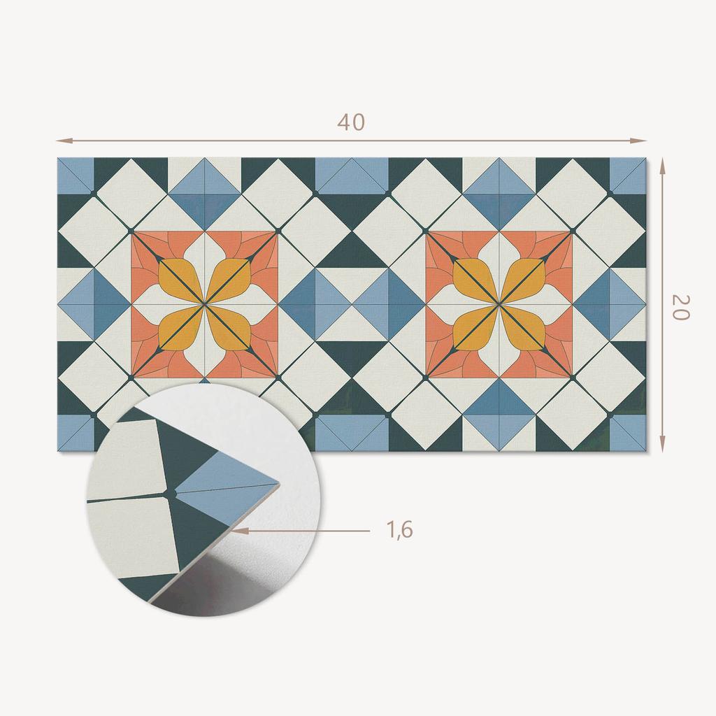 Paczka Kafelków Winylowych Samoprzylepnych Z Nadrukiem Geometryczny Wzór Kwiatowy 10X40X20 Cm