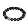 Teqiya Black Obsidian and Pure Silver Men's Beaded Bracelet - Six-Character Mantra Retro Design.