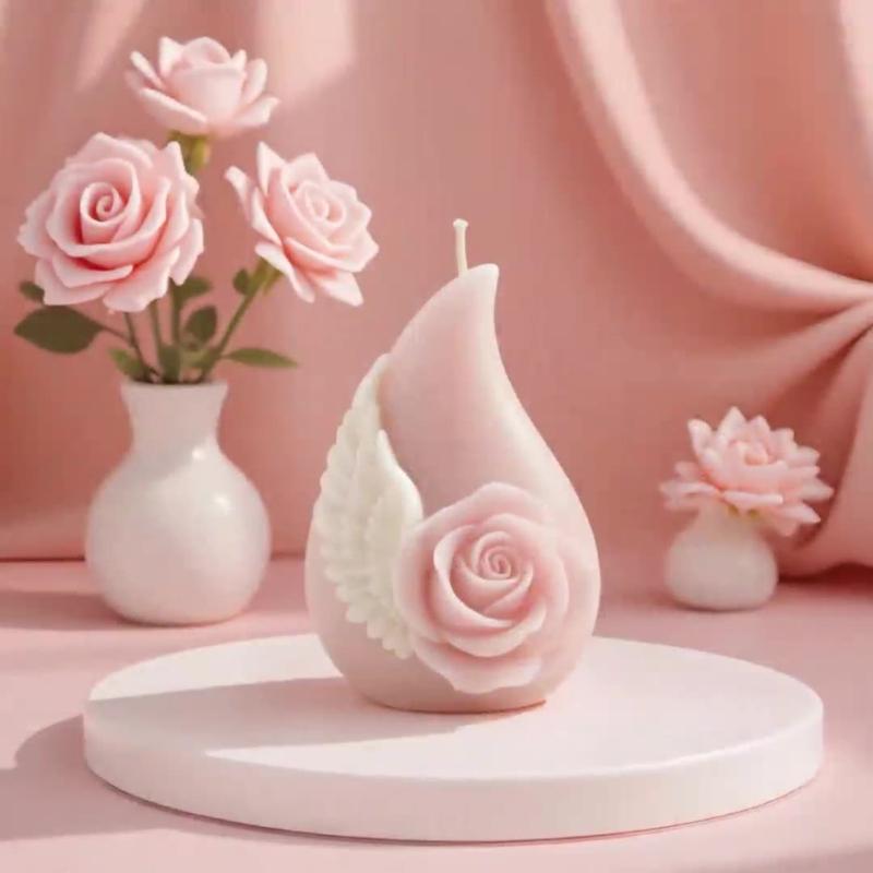 Artistic Rose Wing Candle Making Mold Heat Resistant Silicone For Handmade Candle Soaps Creative Gift Multipurpose Use