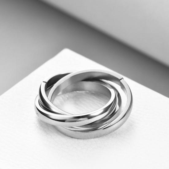 Inel încâlcit retro cu 3 straturi Culoare contrastantă Lustru lustruit Anti-rugină Antioxidare Inel de deget din oțel titan Bijuterii unisex pentru petrecerea zilnică