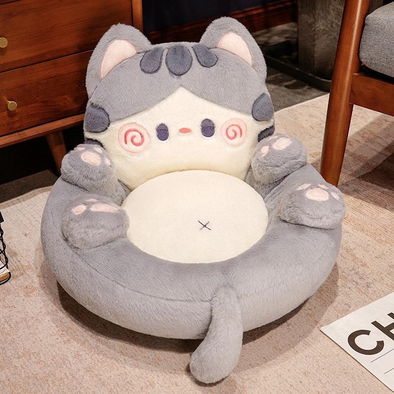 Cartoon Cat Plush Futon Thickening Seat Cushion Waist Against One Tatami Bedroom Floor Soft Mat Non-slip Chair Cushion