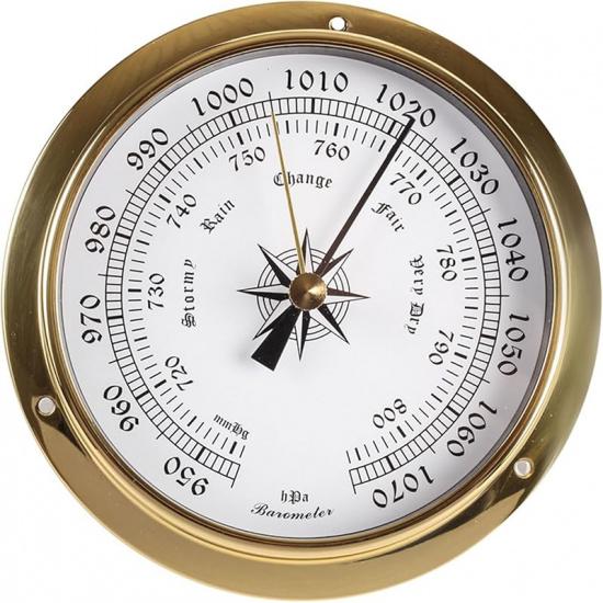 Hanging Weather Station, High Precision Thermometer Hygrometer Barometer Kit, Tide Clock Wall Clock Brass Case 4.5In Boat Accessory, for Boat Yacht,