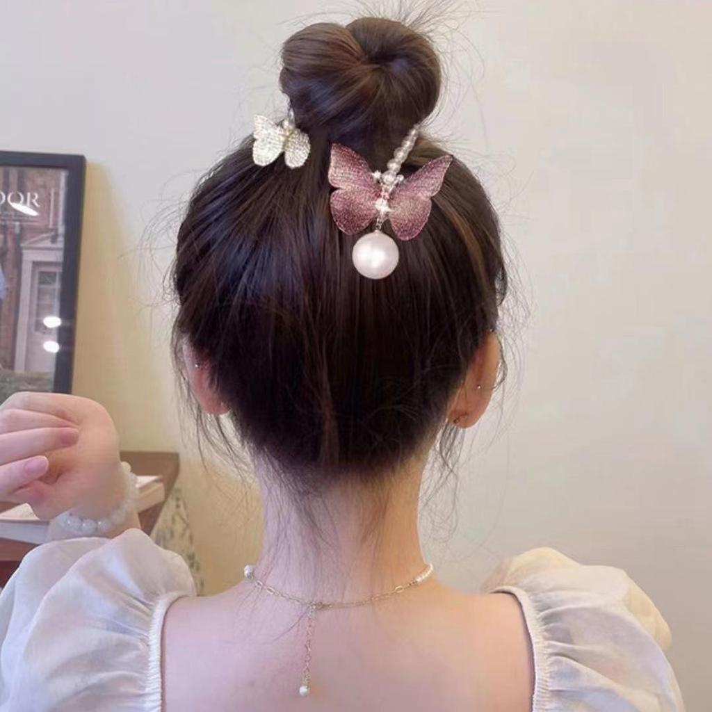 Luxury Embroidered Butterfly Bun Hair Clip – High-End Retro Updo Accessory