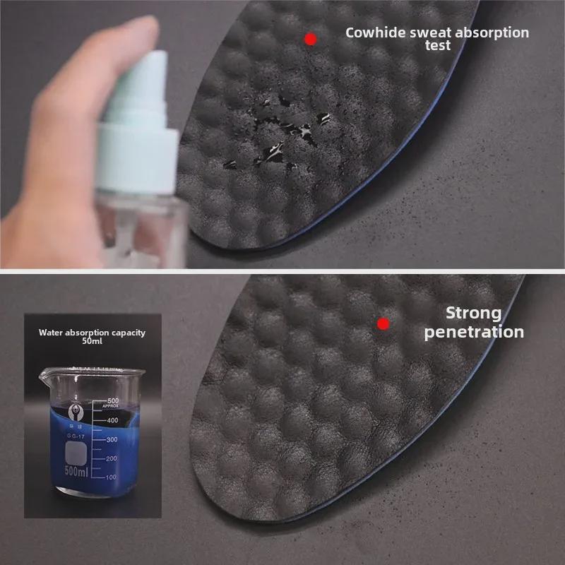 Men's Cowhide Sports Insoles: Sweat Absorption, Deodorizing, Shock Absorption, Breathable Cushioning for Basketball