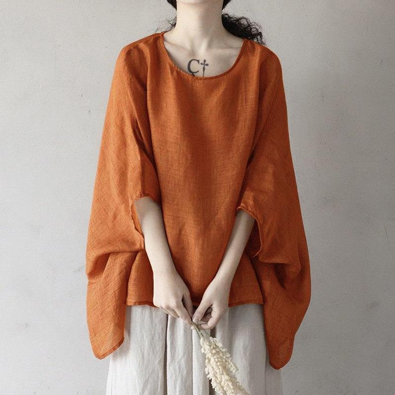 Women Summer Arrivals Artsy Loose Batwing Sleeve Sun-protective Shirt S оранжевый