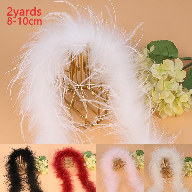 Feather Boa Ostrich 8-10cm Trim Long For Sewing Party Crafts Clothes Hat Dress 2Yards 1.82Meter Plumas Strip Black White Pink