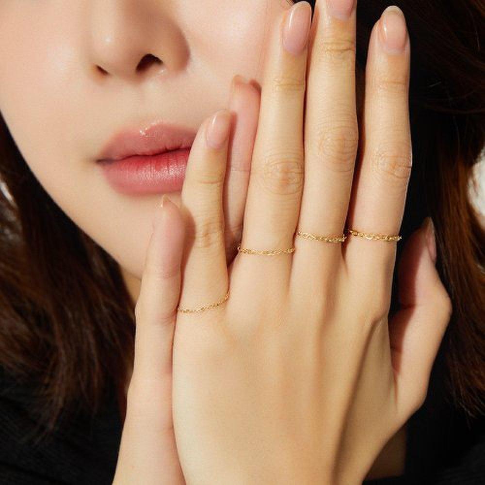 14K Gedrehte Gehammerte Kette Gold Ring Typ B