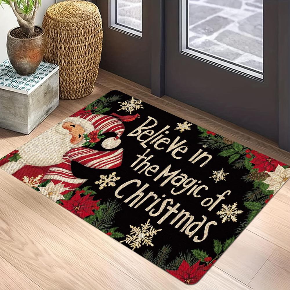 Merry Christmas Tree Snowman Elk Carpet Party Living Room Sofa Bedroom Study Kitchen Entrance Door Rug Non-slip Home Decor Mat