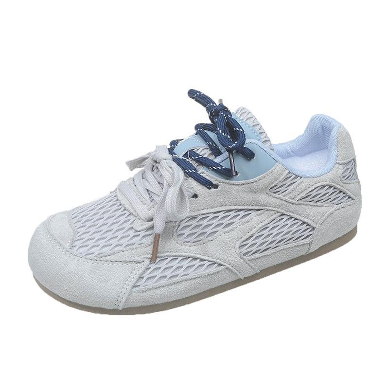 

Double lace-up German training shoes women s 2025 summer new fashion versatile sports leisure lightweight non-slip color matching white shoes 40 серый