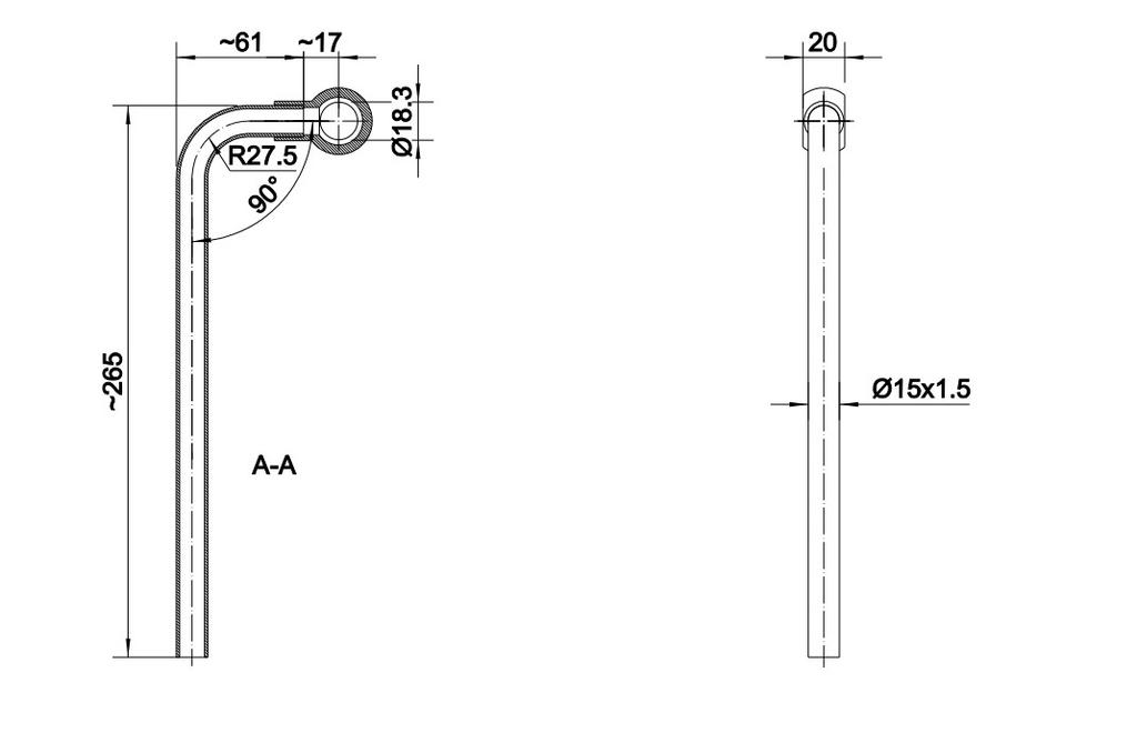 Rurka Wygięta 90 Stopni Fi-15 Z Oczkiem 18Mm Długość 300Mm Hydral