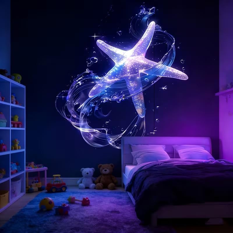 Starry Sky & Moon Light Projector with 10 Projection Patterns, Dimmable, Bedroom Night Light, Stylish Background Light, Interior Decor, Gift, Ocean &
