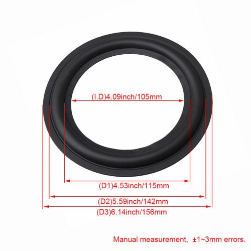 Bstinay 1 Pair Bass Horn Speaker Foam, Speaker Surround Foam Rings, 6.5 Inch Outer Diameter, Black, DIY Repair Parts
