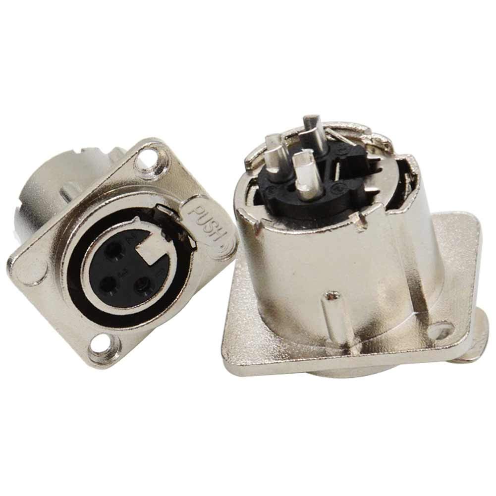 2Pack XLR Female Jack 3 Pin XLR 3 Pin Female Chassis Panel Mount Socket Connector XLR Jack Socket Chassis XLR Wire Connector Microphone Audio