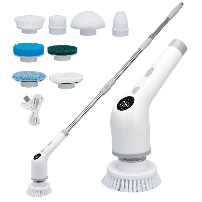 

Щетка для уборки восемь-в-одном с длинной ручкой, выдвижная, с цифровым ЖК-дисплеем, кухонная, для ванной комнаты, электрическая щетка для уборки, электрическая швабра