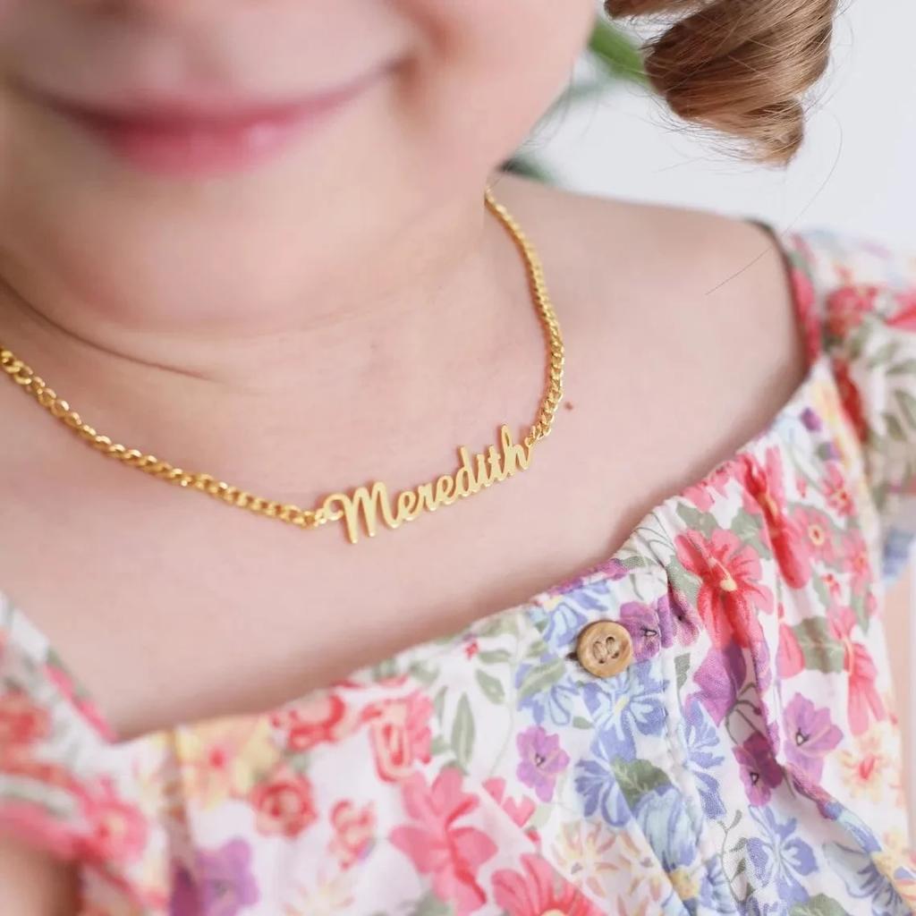 Collane Personalizzate per Bambini Ragazzo Ragazza Collana Girocollo con Targhetta in Acciaio Inossidabile Personalizzata Gioielli Fatti a Mano Regali per Bambini