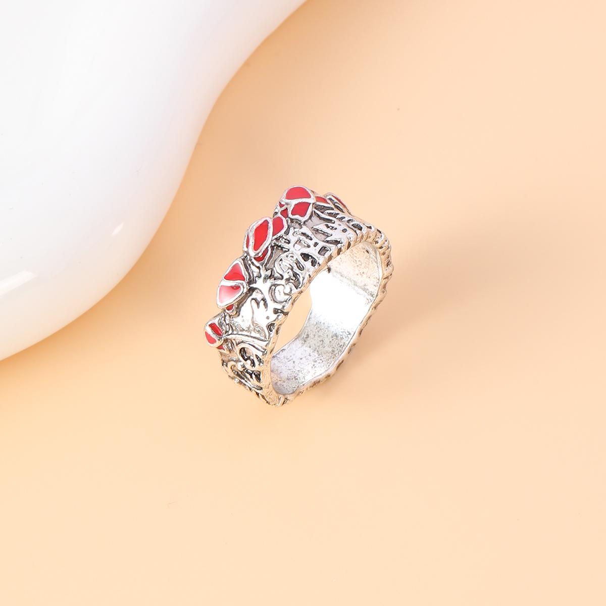 

Популярное европейское и американское серебряное кольцо на каждый день с инкрустацией красным цирконом для мужчин и женщин 6 серебряный