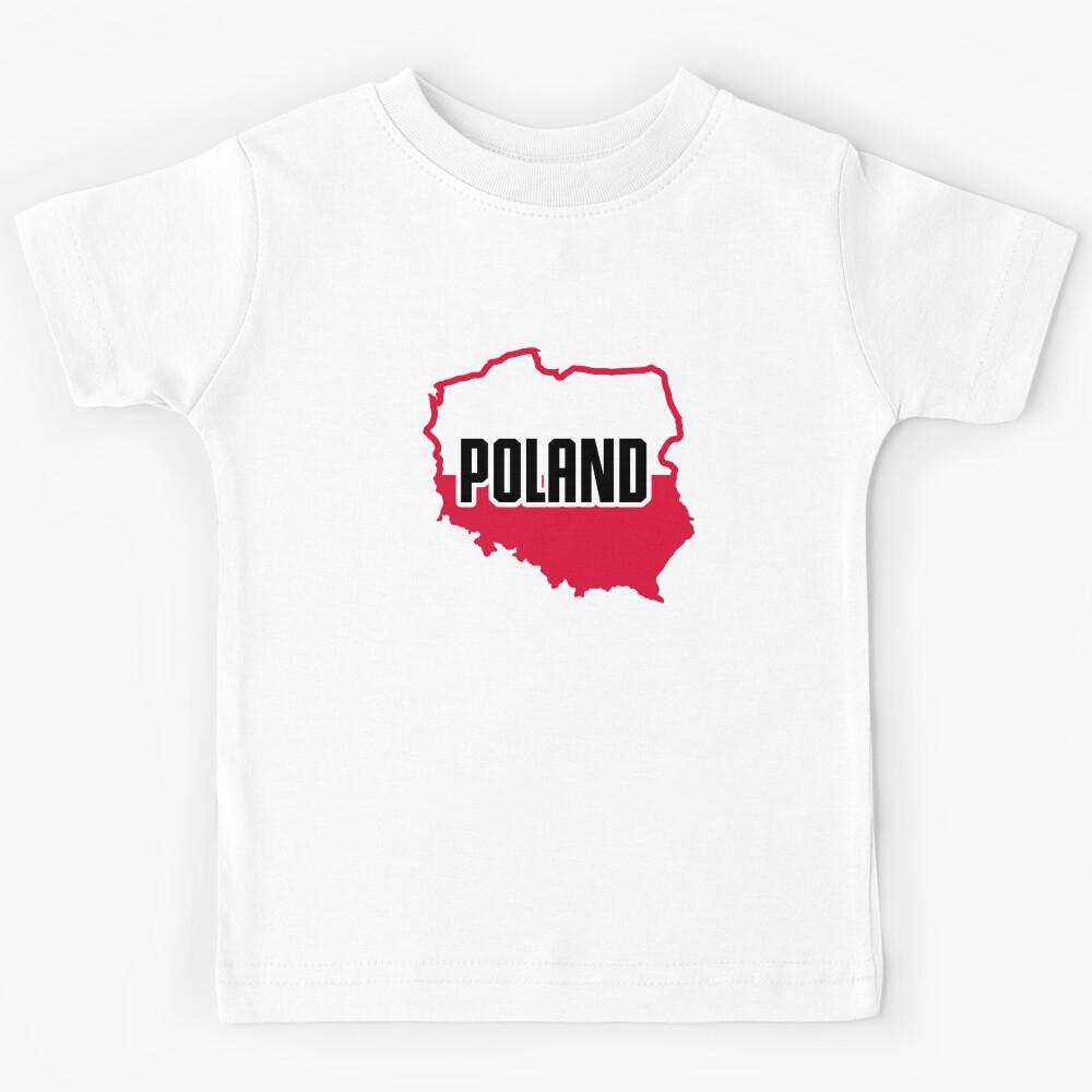 Poland Outline with Flag Inlay Kids T-Shirt 130
