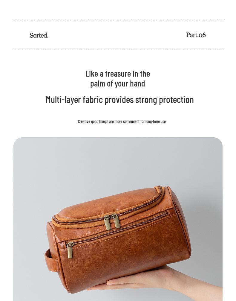 Men's PU Leather Hanging Toiletry Bag – Cross-Border Travel Essentials