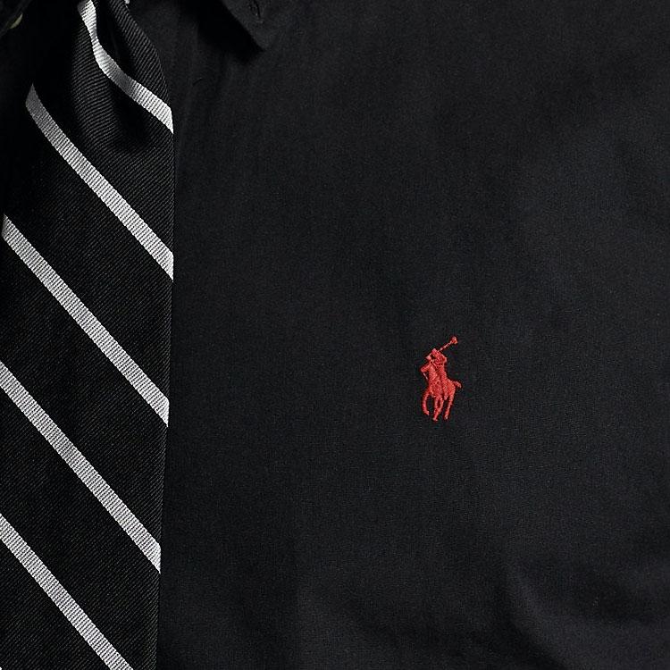 Polo Ralph Lauren FW23 Solid Color Casual Small Logo Embroidered Single-Breasted Long Sleeve Shirt Men shirts Black 710816538-002