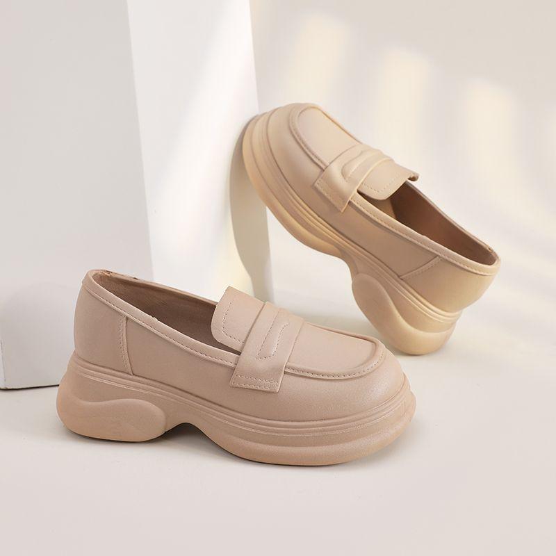 Women'S Loafers Shoes Round Toe Leather Casual Platform Ladies Pumps Spring Non Slip Comfortable And Elegant Chic Point 39 On