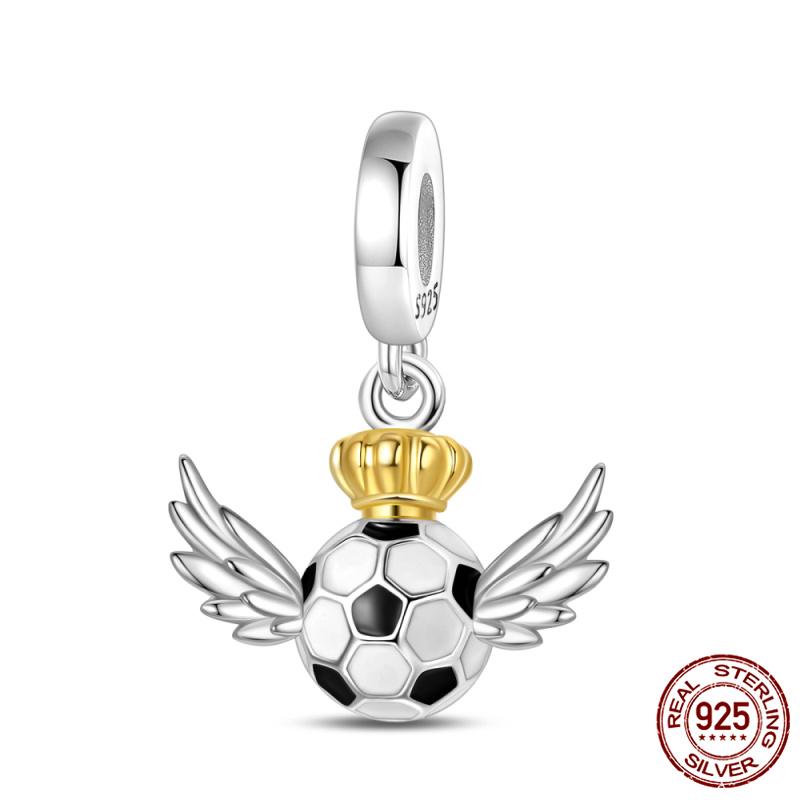 Compatible With Authentic Original Bracelets and 3MM Bracelets Do It Yourself European Football Charm Bead Components 100% Copper Metal High Quality
