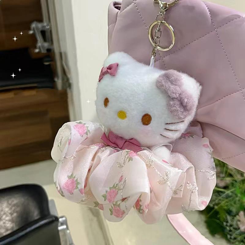 Cute Sanrio Hello Kitty Keychain Kawaii Cartoon Schoolbag Pendant Decoration  Plush Doll Toy Holiday Gifts