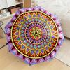 Folding Umbrella The Umbrella Features Vibrant Geometric Mandala Patterns with a Central Sunflower Motif Surrounded by Layers