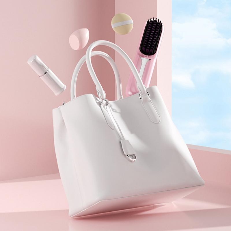 Portable Negative Ion Cordless Hair Straightener Straighten Curly Hair 3-speed Adjustable Temperature Heated Hair Brush