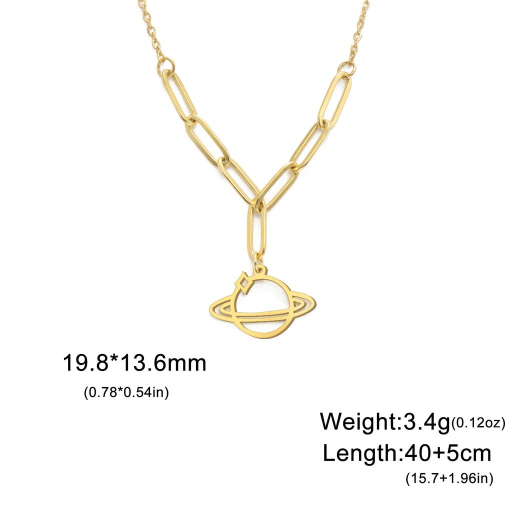 Collana Girocollo Cazador Trendy Pianeta Saturno Universo per Donna Acciaio Inossidabile Catena Collo Gioielli Regalo di Compleanno