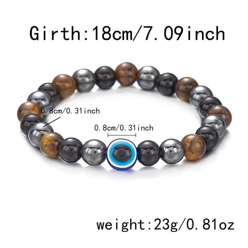 Turkish Blue Eye Bracelet Lucky Amulet  Hand Chains Gifts 5/8MM Tiger Eye Stone Beaded Evil Eye Bracelets for Women Men