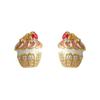 Enamel Birthday Cake Stud Earrings Childishness Zircon Mousse Cake Earrings Korean Style Y2K Ice Cream Ear Studs Gift