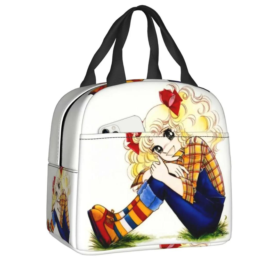 Candy Candy Thermal Insulated Lunch Bags Women Animated Anime Movies Portable Lunch Container School Travel Storage Food Box