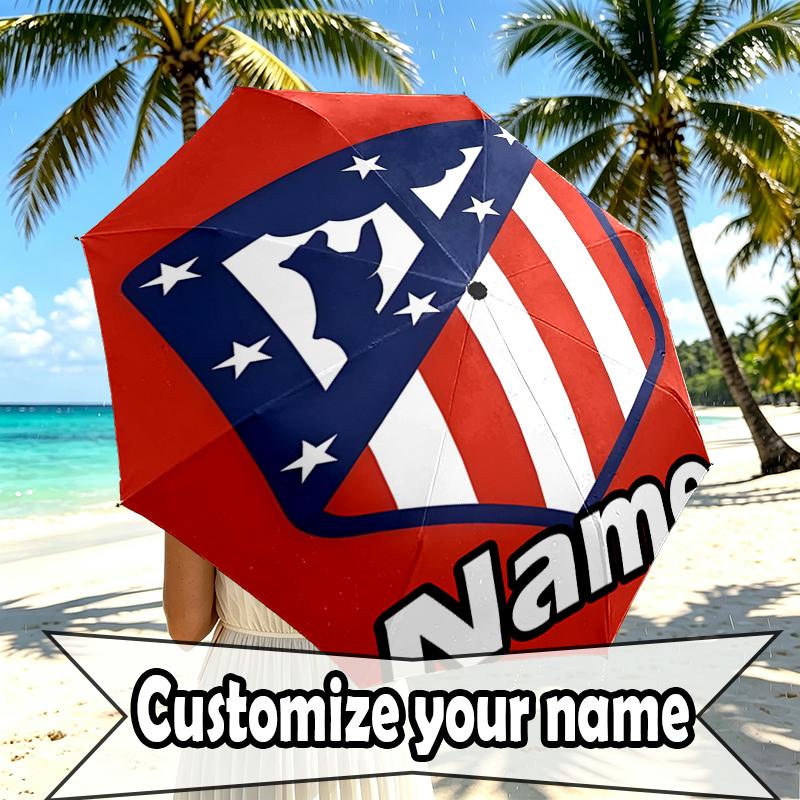 Custom Name Personalized football team Print Umbrella, Auto Open Close, 8‑Rib Sturdy Frame, Commute Camping Hiking Use, Birthday Gift