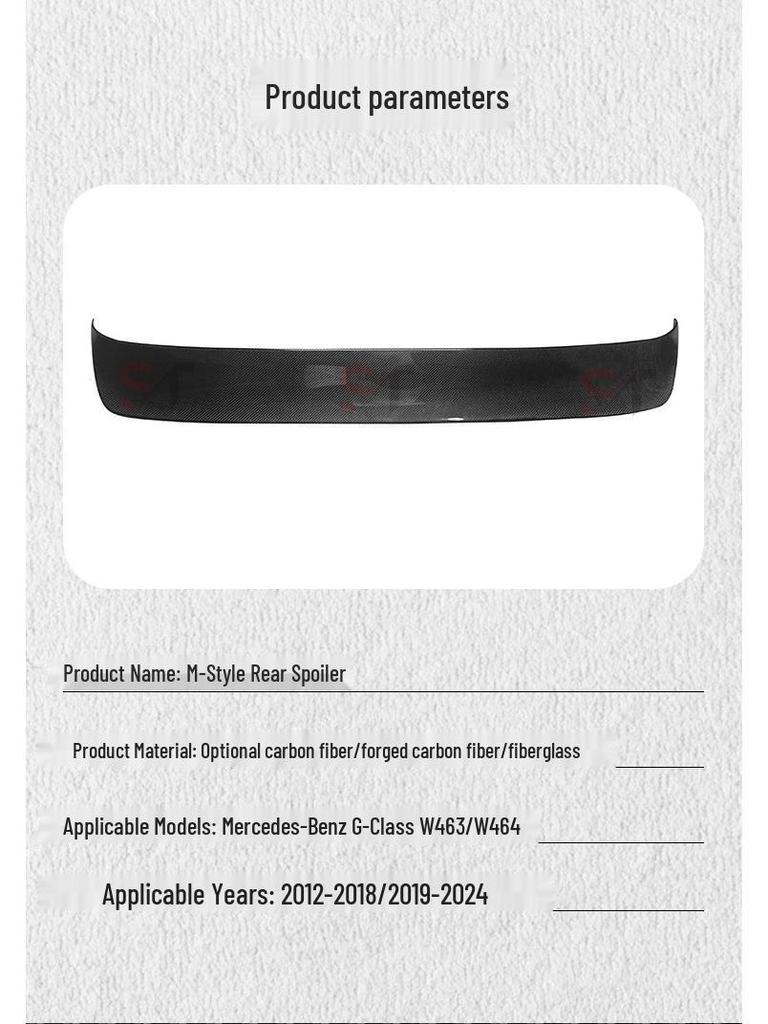 Mercedes G-Class Carbon Fiber Rear Roof Spoiler, M-Style (W463/W464 G63/G550)