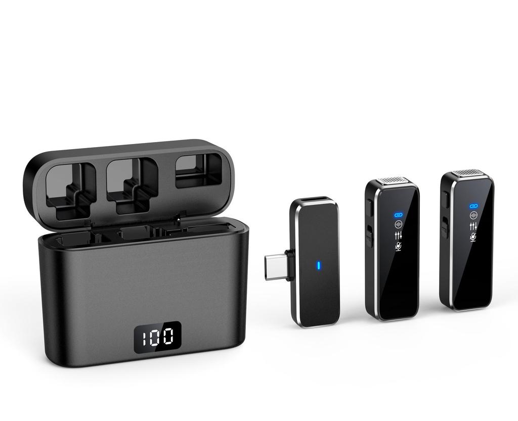 M3 Wireless Collar Clip Microphone with Charging Case, Dual Storage, Noise Reduction, for Mobile Live Broadcasts.