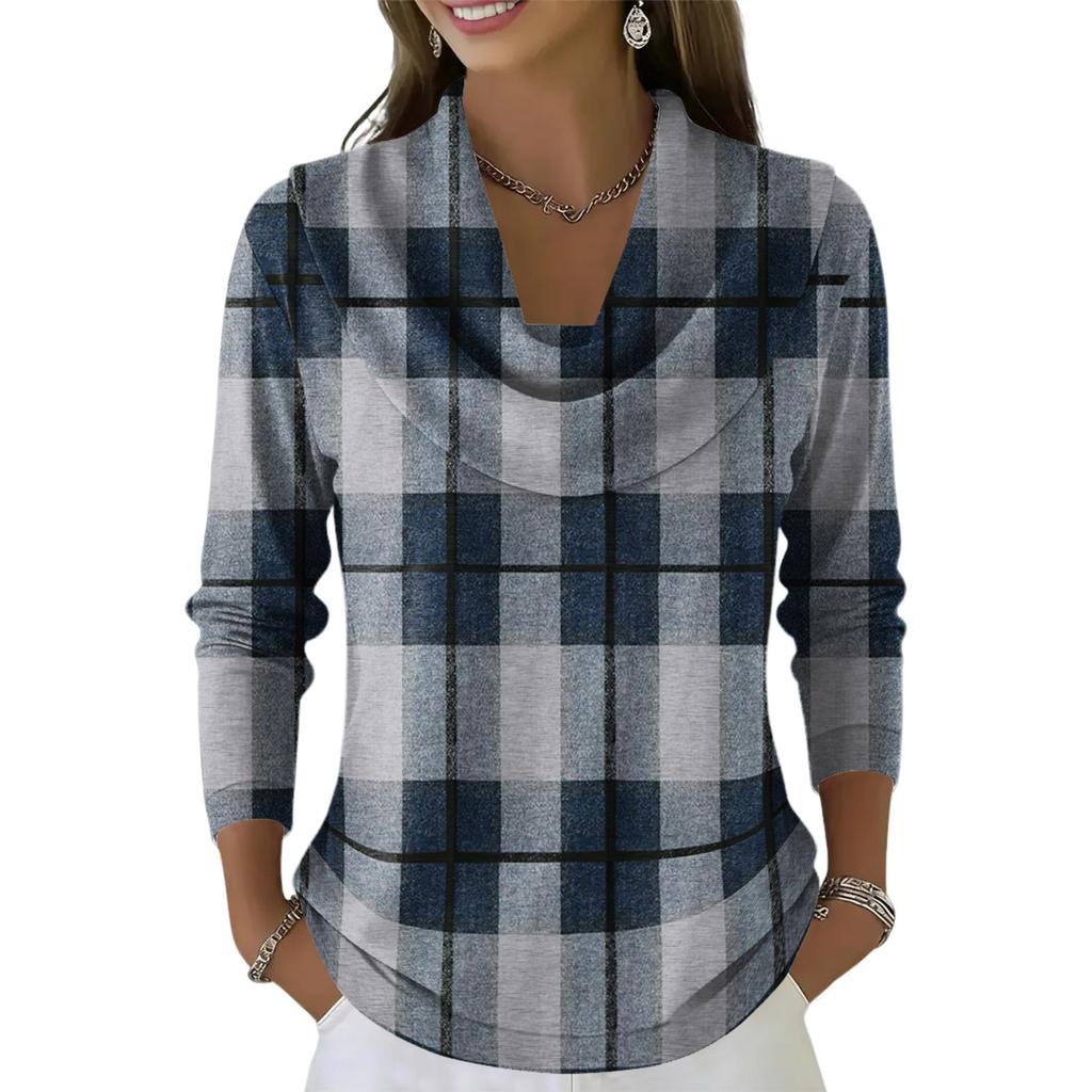 Dámský ležérní a módní svetr s dlouhým rukávem a potiskem, kulatým výstřihem