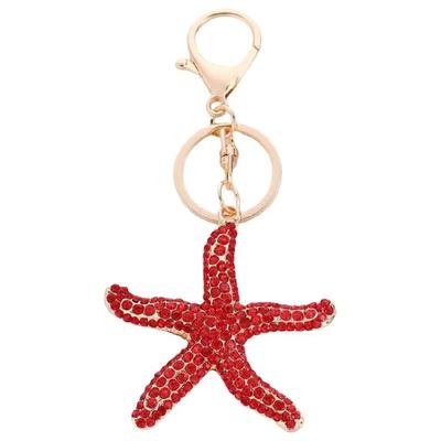 Elegante Meeresstern-Schlüsselanhänger mit eingearbeiteten Kristallen Vielseitiges Legierungszubehör für Damen