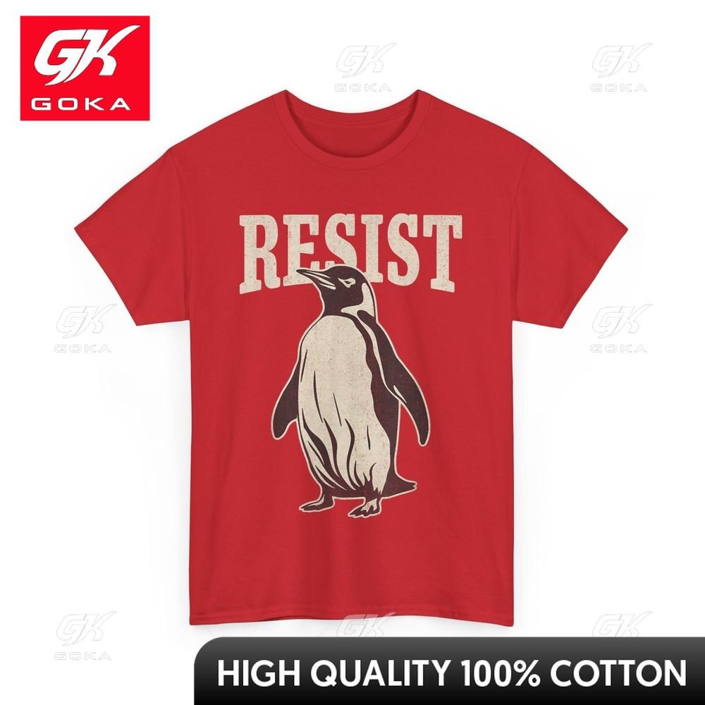 Penguin Resist Shirt Penguin Funny Women Unisex Lovely All Cotton Graphic Shirt Casual Outfit S