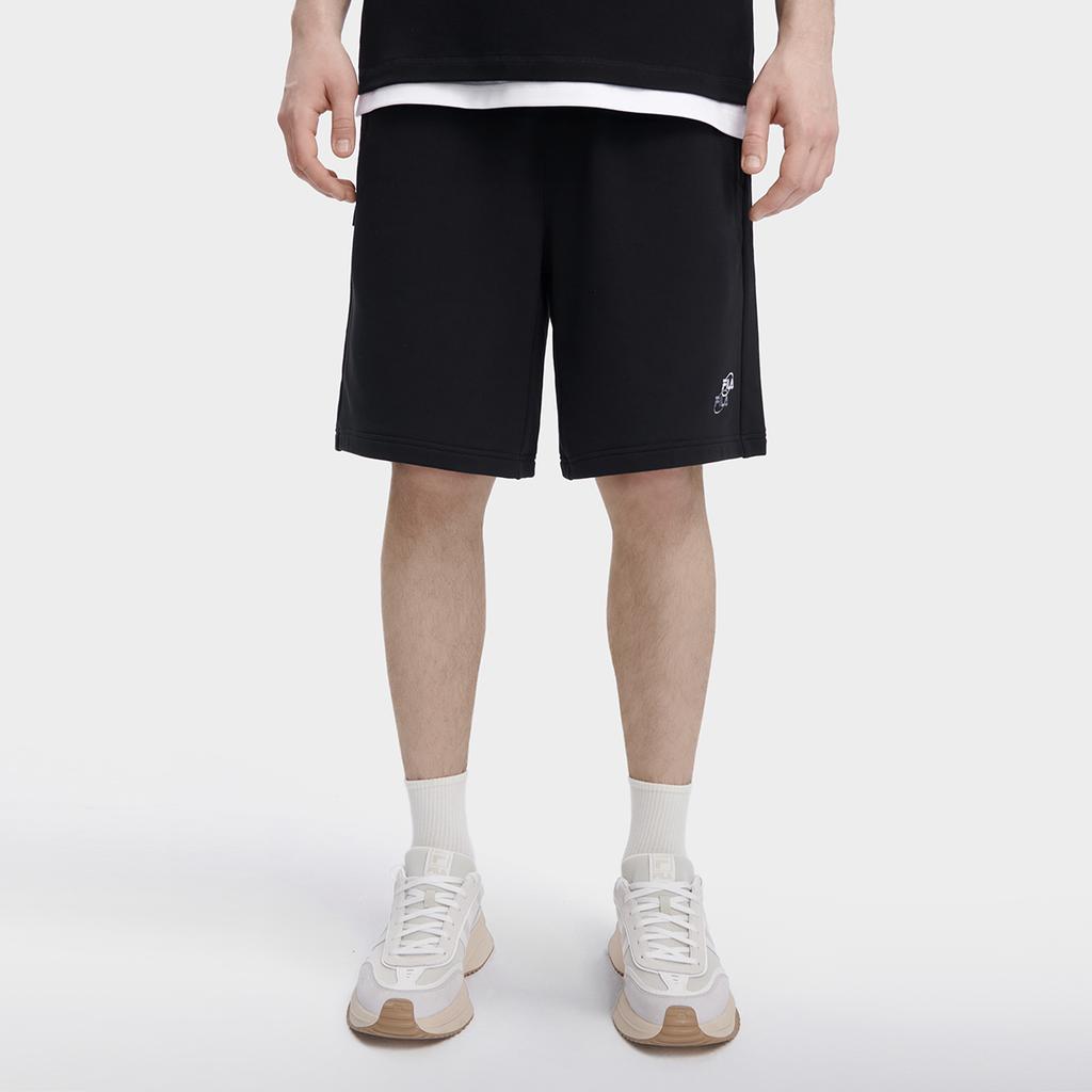 Fila Valentines Day American Series Solid Color Knitted Casual Shorts Men Shorts Black F11M329607FBK