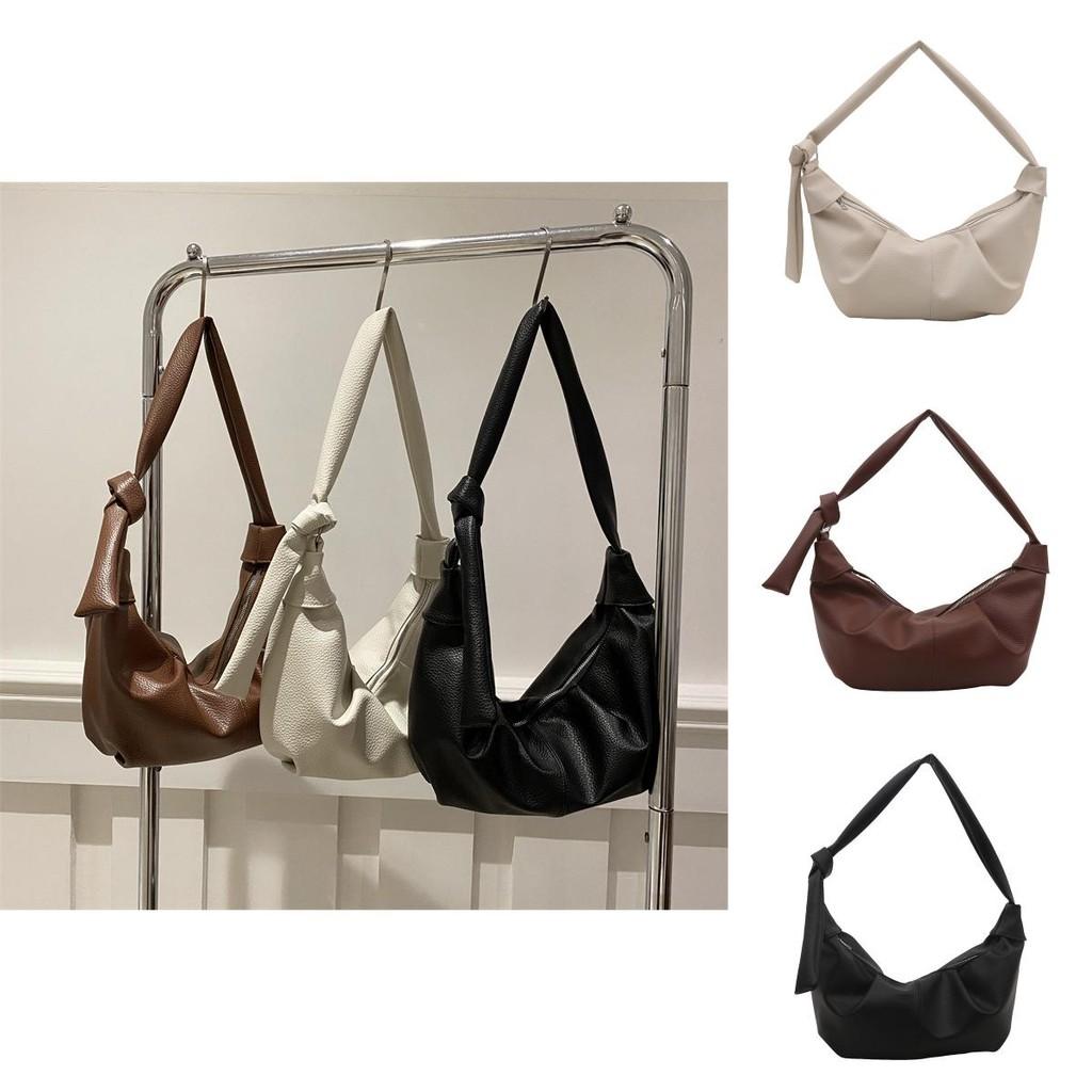 Fashionable Large Pu Dumpling Shoulder Bag With Pleated Design And Soft Texture