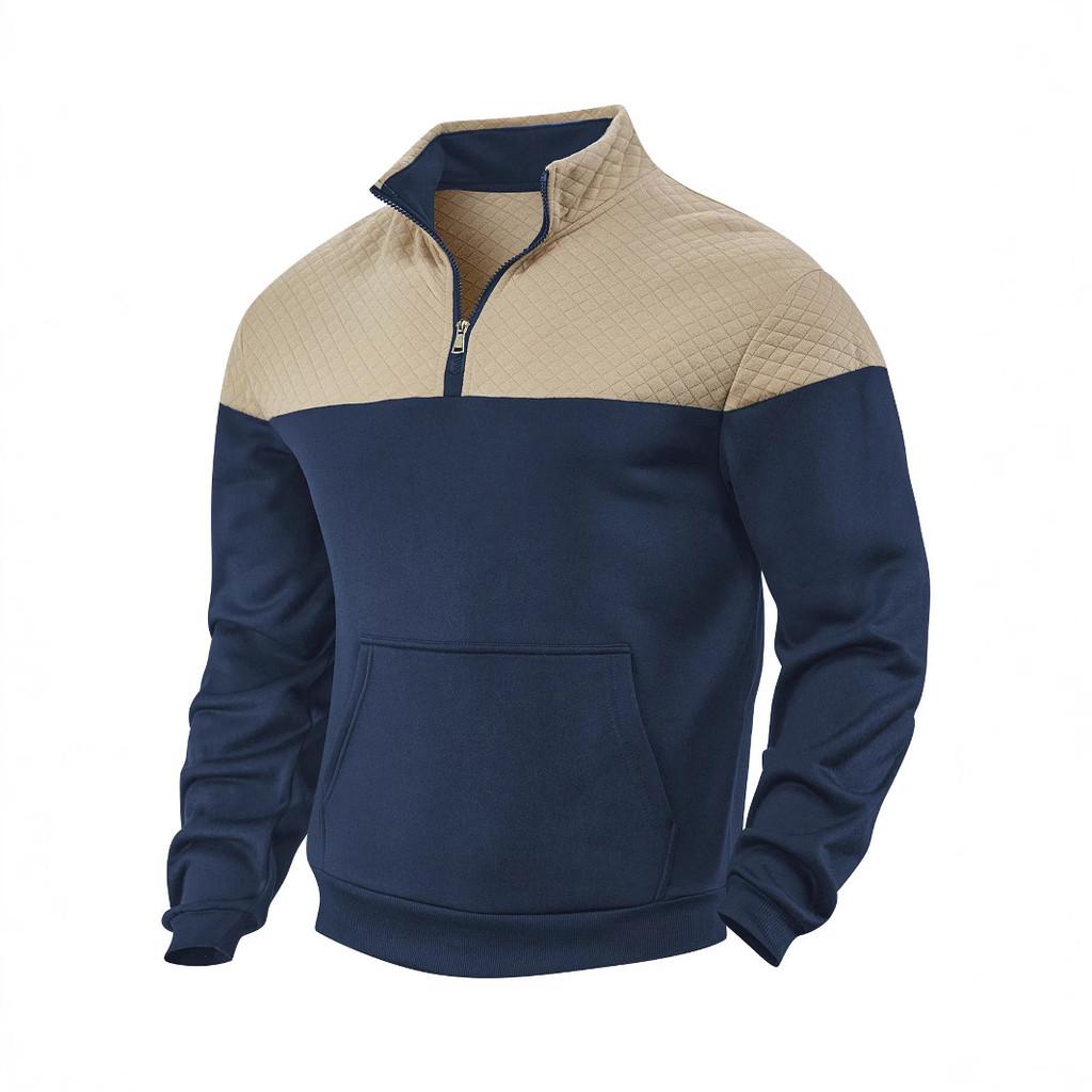 Outdoor Fashion Hoodie With Colorblock Design And Stand Collar For Men