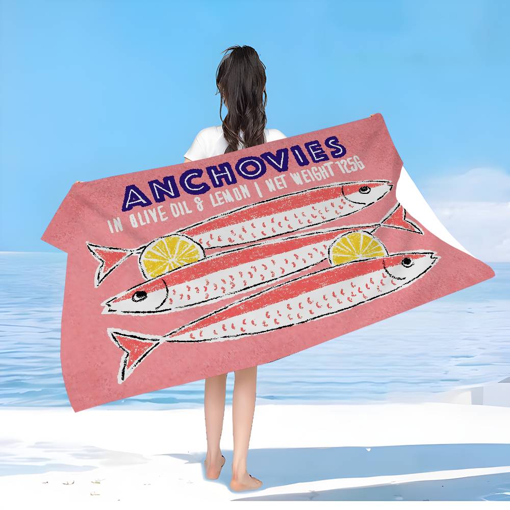 Sardines Swimming Art Beach Towel Colorful Bath Towels For Girl Microfiber Quick Dry Custom Sand Free Beach Yoga Spa Gym Pool