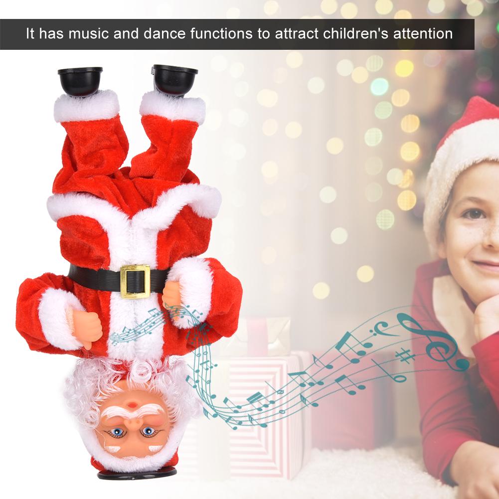 Lovely Christmas Electric Music Dancing Headstand Rotation Santa Claus Doll Decoration Toy Gift