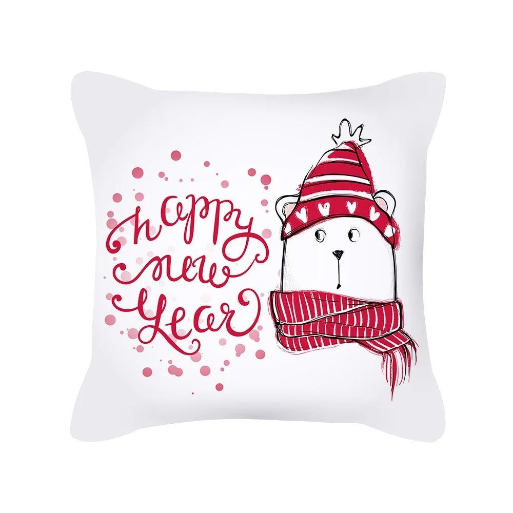 Christmas Theme Cushion Cover Cartoon Elk Living Room Bedroom Decorative Pillow Cover Home Decorative Pillow Cover Sofa Pillow