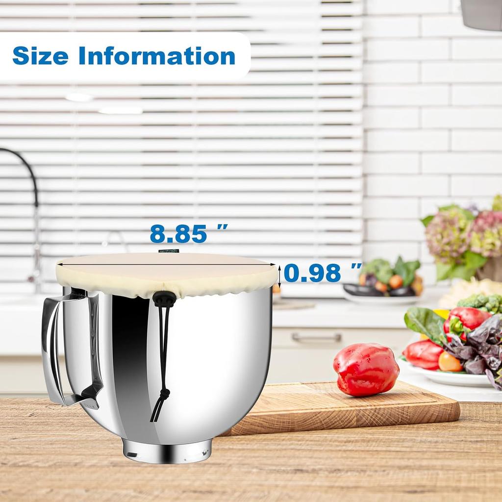 Beautyflier Bowl Covers Compatible with KitchenAid Stand Mixers 4.5/5 Quart Stainless Bowl, Yeast Dough Airtight Bowl Cover, Great Dustproof and