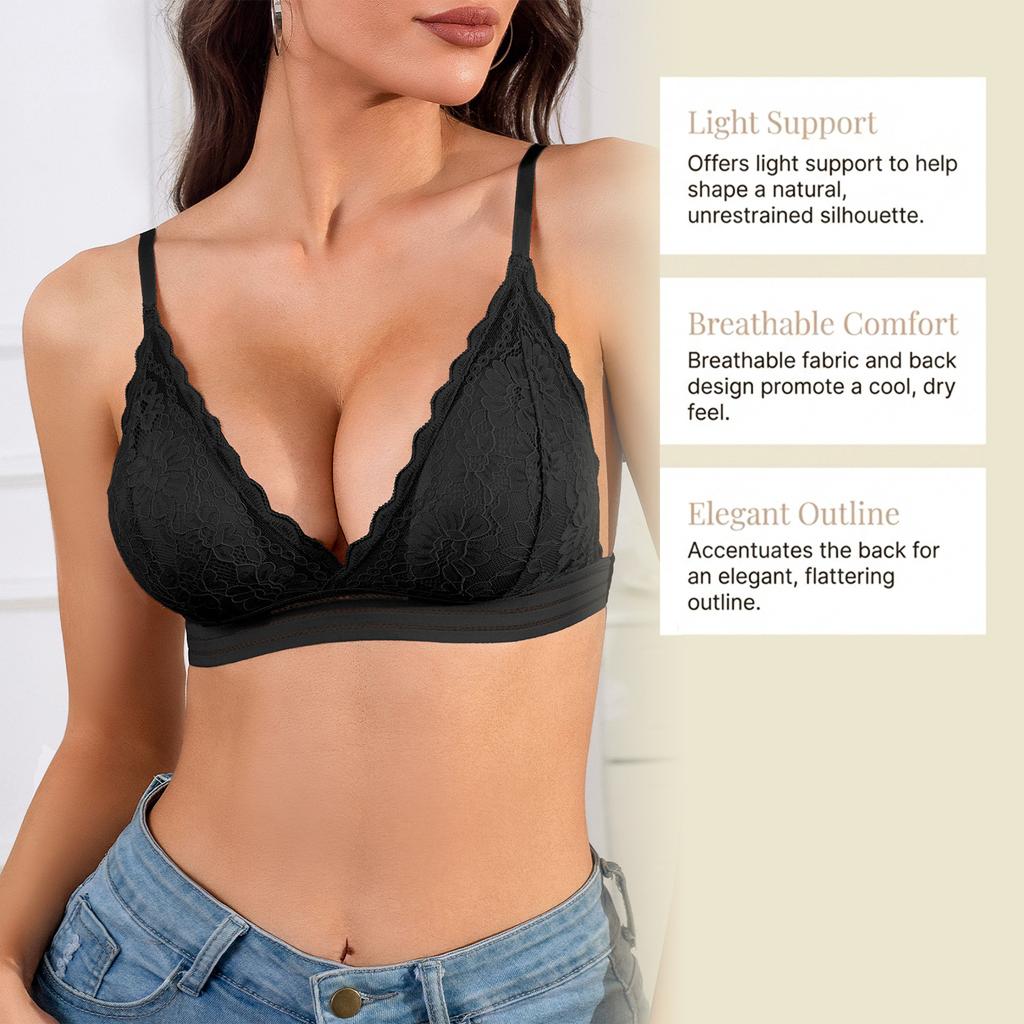 Women's Lace Sexy V,neck Strapless Camisole Bra