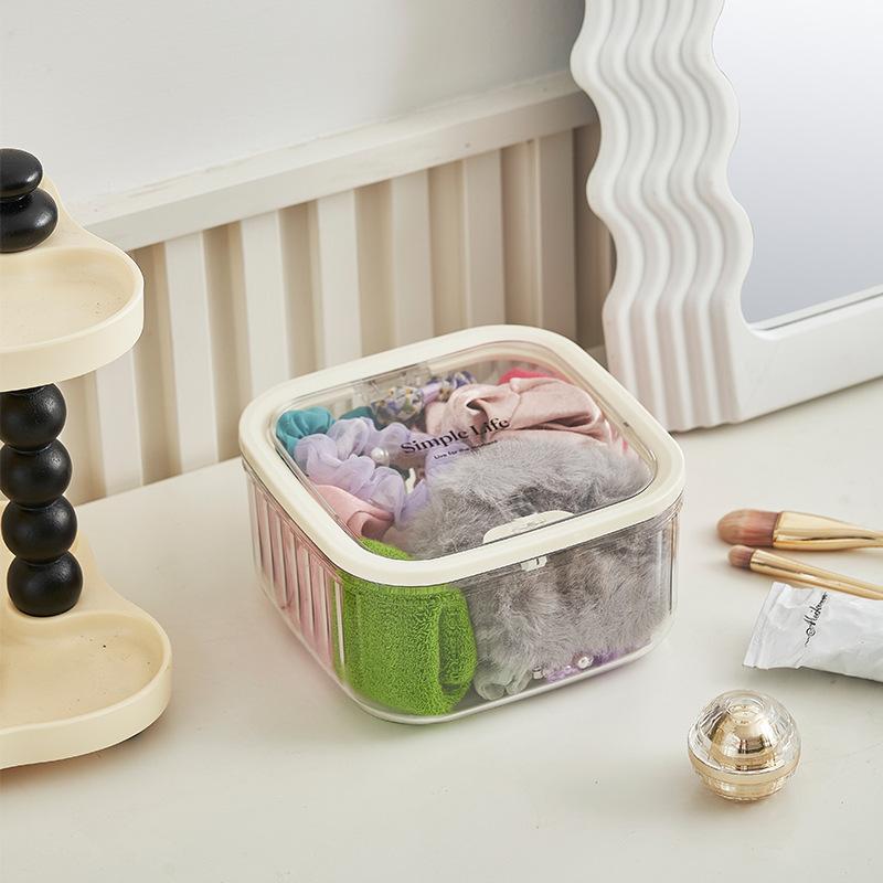 Desktop Pop-up Storage Box Mini Trash Can with Lid Dust Proof Makeup Sundries Bucket Organizer Holder Case
